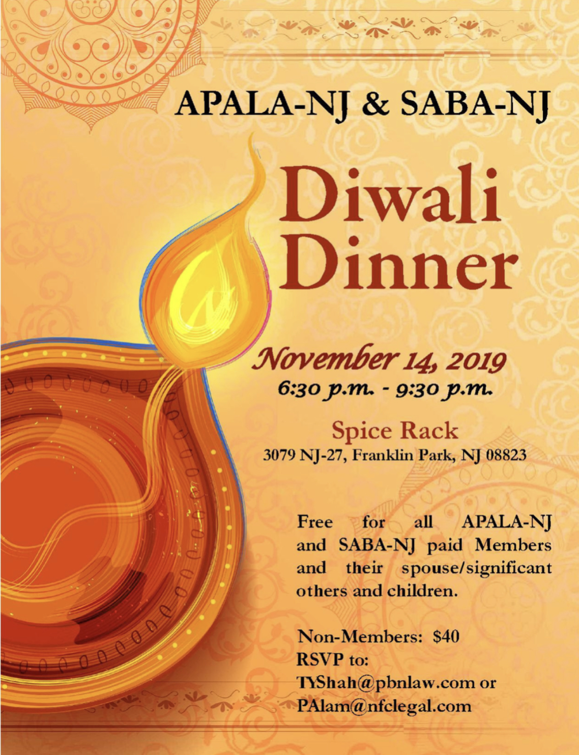 APALA-NJ & SABA-NJ - Diwali Dinner