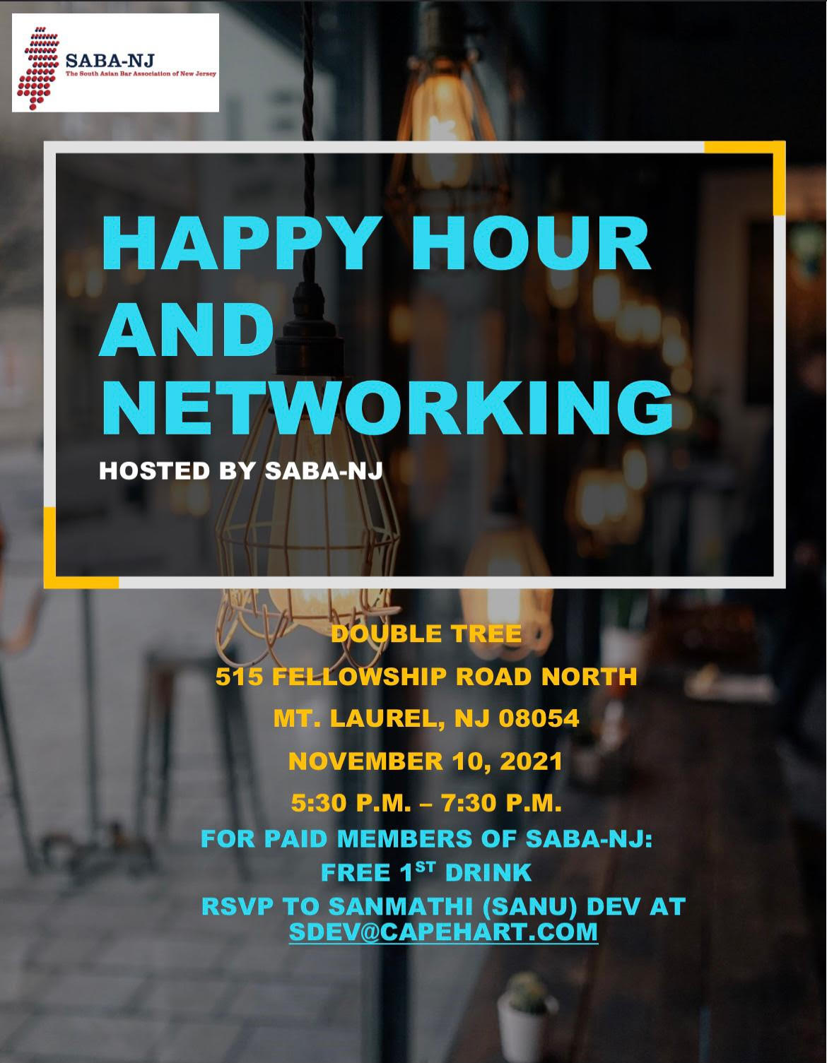 Happy Hour and Networking Hosted by SABA-NJ